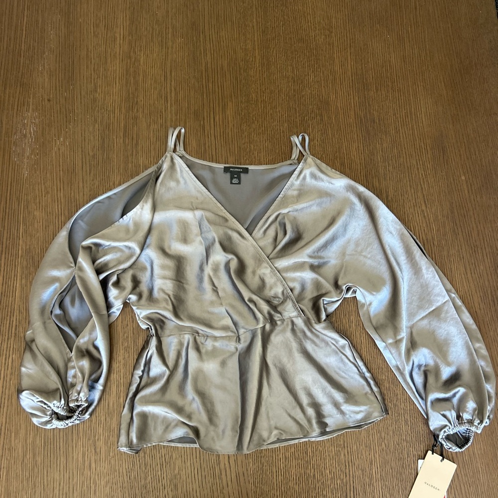 Halogen Silver Wrap Blouse